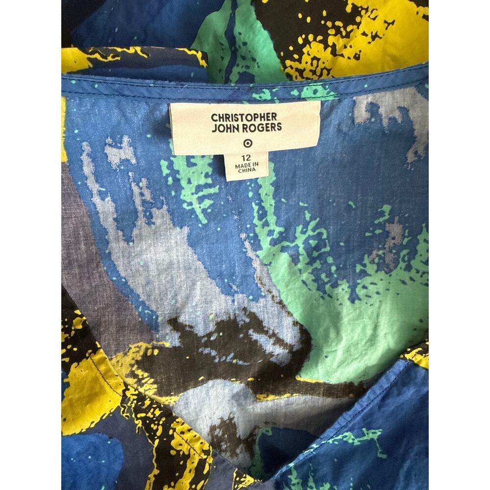 Christopher John Rogers x Target Floral Tiered Puff Sleeve Dress Blue Size 12 - Picture 8 of 12